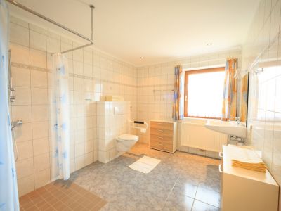 Spacious bathroom with walk-in shower